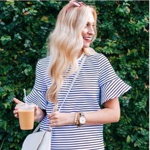 Draper James Striped heavy tee with flounce sleeves XL